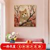 Pintura de diamantes de animales gato flor de cerezo arte de dibujos animados 5D pegar bordado de diamantes punto de cruz comercio exterior para fabricantes suministro al por mayor