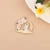 Guirnalda Rosa Colgante Gato Colgante Estilo Chino Calado Guirnalda Conejo Pulsera Colgante Joyería DIY Accesorios de Aleación con Goteo de Aceite