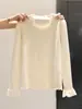 Suéter de Punto de Doble Capa con Volantes en el Cuello Redondo, Ropa Interior para Mujer, Manga Larga, Capa Base de Punto, Estilo Francés de Alta Gama, Nuevo para Otoño e Invierno