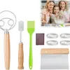 Herramientas para Hornear Juego de 6 Piezas Juego de Herramientas para Hacer Pan Mango de Madera Batidor de Harina Cuchillo de Recorte Raspador Cortador de Harina
