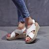 Sandálias Anabela Tamanho Grande Femininas Wish Amazon Europeias e Americanas Palha Corda de Cânhamo Encerada Bico Aberto Sapatos Romanos Sandálias Femininas Peep Toe Cruzadas