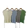 ¡Estilo Ropa de Trabajo Estilo Coreano! Nuevo Top de Punto Casual de Verano 2026 con Cuello Redondo, Efecto Rejuvenecedor, Adelgazante y Diseño de Cintura con Lazo, Manga Corta