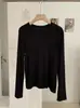 Camiseta Retro Simples de Manga Longa em Camadas Estilo Japonês e Coreano Kekezoon para Mulheres, Camisa Básica Slim-Fit para Camadas Internas e Externas Outono 8373