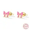 Pendientes de Plata de Ley S925 Lindos de Lazo Vitalidad Esmalte Aceite Goteando Esmalte Coloridos Pendientes Populares Europeos y Americanos para Mujeres