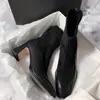 Botines elásticos de tacón grueso, punta cuadrada, patchwork, ajuste ceñido, botines de caña corta y tacón alto, botas de mujer de moda y que estilizan