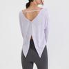 Tops de Yoga para Mujer para Primavera y Otoño, Cubre Tops Deportivos de Manga Larga, Ropa de Secado Rápido para Correr, Fitness, Pilates de Corte Holgado, Absorción de Humedad