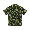 Camisa Floral de Manga Corta Estilo Hong Kong con Cuello Cubano para Vacaciones para Hombre, Camisa Retro Coreana de Verano, Tendencia Casual Holgada para Parejas