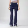 Calça Longa Esportiva Elegante e Estilosa de Duas Peças com Cordão e Barra Flare para Mulheres, Corte Justo, Cobre o Quadril, Levemente Flare, Para Pilates