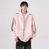 Suéter cárdigan de tres rayas para hombre, nuevo estilo americano de primavera y otoño, marca de tendencia, casual, versátil, chaqueta con capucha, abrigo