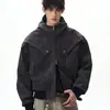 Chaqueta con capucha de estilo granero retro americano, oso grizzly desgastado, para hombre, moderna, holgada, de alta gama, corta, de trabajo