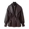 Venta Caliente Transfronteriza AliExpress Nuevo Llegado Primavera 2026 Chaqueta Abrigo de Cuero con Solapa de Temperamento Moda Europea y Americana Cintura ceñida