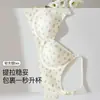 Sutiã Souffle de Renda Floral para Mulheres com Seios Pequenos, Push-Up, Suporte Lateral, Anti-Queda, Sem Fio, Sutiã Vermelho para o Ano Novo Chinês