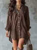 Amazon AliExpress 2026 Nueva Camisa Casual Cómoda de Botones con Abertura y Minifalda para Mujer Estilo Europeo y Americano