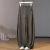 Pantalones Casuales de Tencel para Mujer, Nuevo Estilo Otoño 2026, Pantalones Rectos Retro Chic, Elegantes de Cintura Alta, Con Caída, Versátiles Pantalones de Pierna Curva