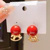 Pendientes Mecedora Redondos de Circonita con Baño de Oro Real de 18K Estilo Lujo Ligero, Pendientes Únicos Creativos de Nicho de Gama Alta para Mujeres