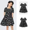 Vestido de Verano Balabala para Niñas, Vestido Dulce con Estampado de Moños y Mangas Abullonadas para Niños Grandes, Estilo Dulce y Fresco