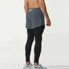 Pantalones Deportivos Falsos de Dos Piezas para Hombre Primavera y Otoño Baloncesto Campo a Través Correr Absorbentes de Sudor Ajustados Pantalones Base para Entrenamiento en Gimnasio