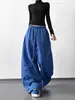 Calça Jogger Azul Super Moderna Inverno 2025 Novo Estilo Forrada com Fleece Preguiçosa Bordada Única Estilo de Rua Larga Casual