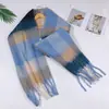 Bufanda de Cuadros Transfronteriza Nueva Estilo Europeo y Americano Bloque de Color para Mujer Bufanda de Punto Suave Cera Cálida Otoño e Invierno Nórdico Cuadros de Color Contrastante
