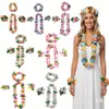 Accesorios Fotográficos para Fiesta en la Playa de Hawái Guirnalda de Flores Simulada Pulsera Collar Decoración de Premios para Actividades de Team Building Tocado