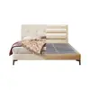 Cama de Cuero Ultradelgada Moderna Minimalista para Dormitorio Principal Doble de 1.8m Borde a Ras Apartamento Pequeño Tapicería Suave Almacenamiento Cama de Boda