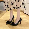 Tacones Altos de Aguja Versátiles Estilo Coreano Sin Cansancio para Mujer, Nuevo Modelo de Otoño con Moño, Tacón Bajo, Suela Suave, Zapatos Sexy Profesionales para Mujer