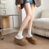 Zapatillas Medias Gruesas Suela Gruesa Baotou Maomao Fuego Súper Zapatos para Mujer 2024 Nuevo Conjunto de Otoño e Invierno Zapatos Perezosos Elevados Zapatos de Algodón Forrados de Lana
