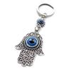 Metal Peru Olhos Azuis Mão de Fátima Chaveiro Palma Olho Grego do Mal Pingente Decoração Pendurar Bolsa