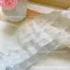 Saia plissada de chifon com renda branca de três camadas, com barra e punhos franzidos, vestido de boneca com barra estendida, acessórios de tecido