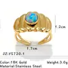 Anillo Popular Europeo y Americano de Acero Inoxidable y Piedra Natural, No se Desvanece, Retro, Lujo Ligero, Gama Alta, Anillo Abierto de Acero de Titanio Transfronterizo
