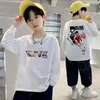 Camiseta de manga larga lisa de algodón puro para niño, camiseta básica para primavera y otoño, nueva prenda superior estampada estilo coreano, elegante y versátil para niños