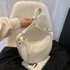Bolsa Meia-lua Francesa Design Nicho Tendência High-end Comutador Padrão Lichia Bolsa Meia-lua Transversal Estilo Ocidental Sela Meia-redonda