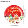 FELIZ NAVIDAD Platos de papel navideños, vasos, servilletas de papel, suministros de decoración de mesa, juego de vajilla desechable decoración