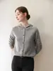 Cárdigan con Capucha de Cachemira Bloque de Color Estilo Francés para Mujer, Holgado, Versátil, Suave, Tejido, Sudadera, Chaqueta