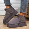 Comércio exterior tamanho plus fleece forrado cabeça redonda com pé inteiro botas de neve femininas transfronteiriço 44 sola grossa elástico forrado de fleece sapatos de algodão desejo fornecimento