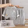 Lindo Conjunto de Niña con Felpa Estilizado Moda Elegante Niña Estampado Completo Lazo Uso Diario con Capucha Dos Piezas
