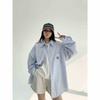 Primavera Nuevo Estilo Coreano Minimalista Oversize Camisa de Manga Larga a Rayas Bordada para Mujer Chaqueta Camisera Retro Moderna para Hombre y Mujer