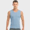 Chaleco sin costuras de seda de hielo para hombre, ropa de verano delgada de color sólido para llevar debajo, para niños de talla grande, para fitness con obstáculos, suéter de secado rápido