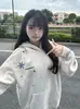 Sudadera con capucha bordada de copo de nieve estilo High Street americano para hombre y mujer, terciopelo de invierno, engrosada, diseño de marca de moda, chaqueta de pareja nicho