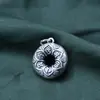 Pingente Retro de Prata Pura S999 Anel com Mantra de Seis Caracteres Pingente de Fivela de Nuvem Auspiciosa Desejosa de Paz Acessórios de Corda para Colar DIY