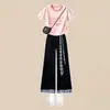 2026 Conjunto de Duas Peças Casual Doce Fofo de Manga Curta para Meninas Calça Casual Versátil Estilo Escolar Tendência