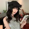 Boina Dulce Versátil Estilo Coreano para Mujer, Sombrero Octogonal con Lazo de Malla para Primavera y Otoño, Boina Adelgazante, Sombrero de Artista