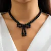 Joyería Transfronteriza Europea y Americana Más Vendida Collar de Perlas de Lujo Ligero Estilo Dulce y Fresco Cadena para Clavícula con Lazo de Cinta Amor