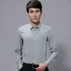 Camisa de manga larga profesional para hombre, de alta gama, con rayas verticales a cuadros oscuros, camisa informal de moda ajustada para negocios, camisa de moda para hombre