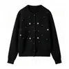 Abrigo Suéter Floral Bordado Pesado Tridimensional Estilo Coreano, Nuevo Otoño e Invierno Dulce Juvenil Cuello Redondo Versátil Cardigan de Punto