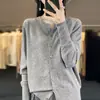 Nuevo Estilo Cárdigan de Punto Chaqueta Corta para Mujer Fina Simple Versátil Holgado Casual Cuello Redondo Prenda Exterior Superior Manga Larga