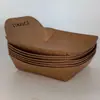 Caja de Papel Kraft para Barco al por Mayor Caja de Empaque Caja Abierta para Llevar Snacks Papas Fritas Cartón Lonchera Desechable de Papel Kraft