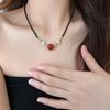 Colgante de collar de ágata roja de imitación estilo chino para mujer, Cuentas de pulsera de frijol rojo, Cadena para clavícula, Collar de la fortuna de frijol de amor al por mayor