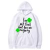 Calle transfronteriza. Camiseta de manga larga del Día de San Patricio, estilo europeo y americano, con trébol irlandés verde de BUENA SUERTE, nueva en stock