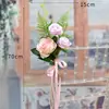 Nueva Silla Versátil para Bodas al Aire Libre Flor en el Respaldo Manija de Puerta Flores para Escaleras Lazo para Flores Decoración de Coche de Boda Iglesia Flores Artificiales Arte Floral